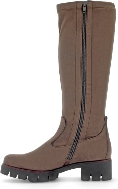 Gabor Velours Taupe Sportlaars met Rits Beige Dames