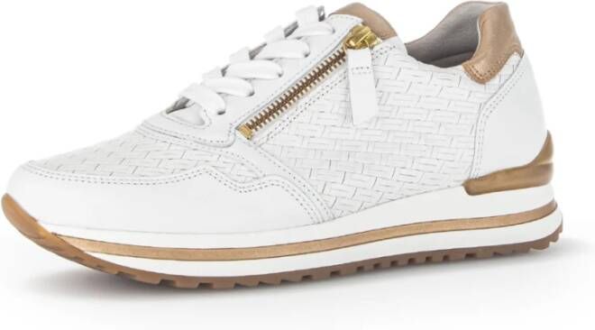 Gabor Wit Goud Leren Sneakers White Dames