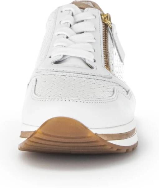 Gabor Wit Goud Leren Sneakers White Dames