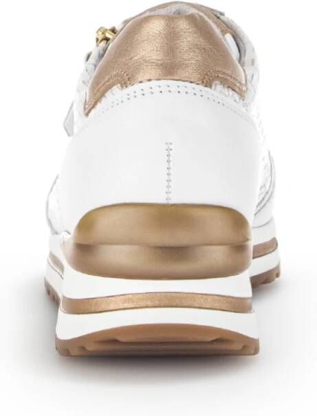 Gabor Wit Goud Leren Sneakers White Dames