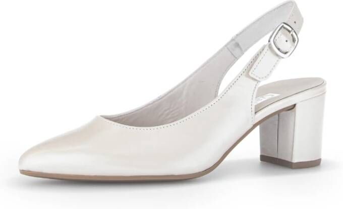 Gabor Witte metallic leren slingback schoenen White Dames