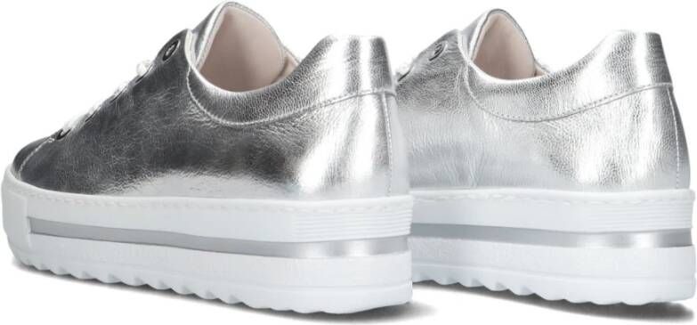 Gabor Zilveren Lage Platform Sneakers Gray Dames