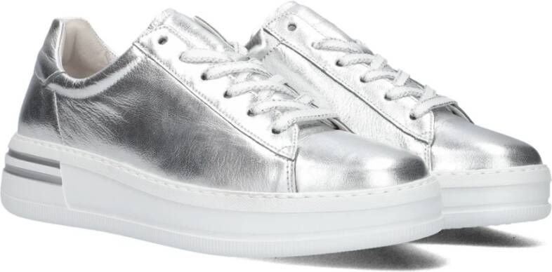 Gabor Zilveren Lage Sneakers Stijlvol Casual Gray Dames