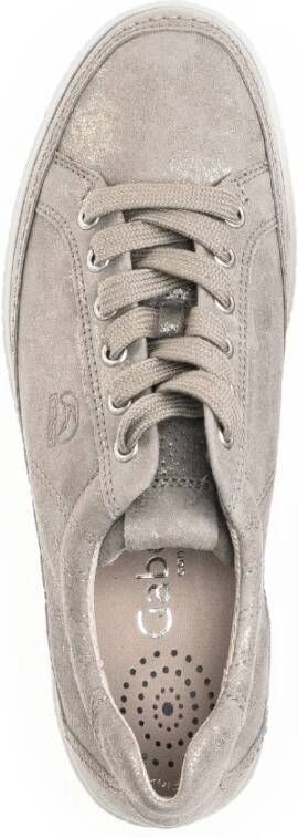 Gabor Zilveren Leren Sneaker Stijlvolle Damesschoenen Gray Dames