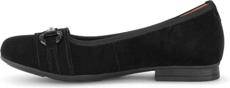 Gabor Zwarte Fluwelen Ballerina Schoenen Black Dames