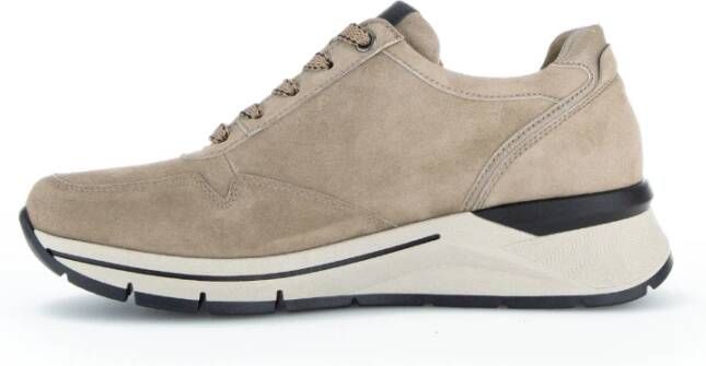 Gabor Zwarte Fluwelen Basket Schoenen Beige Dames