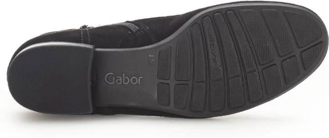 Gabor Zwarte Fluwelen Veterschoenen Black Dames