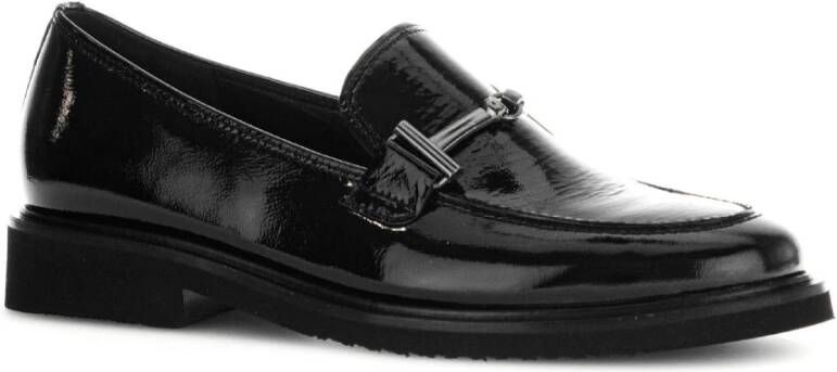 Gabor Zwarte lakleren loafers wintereditie Black Dames