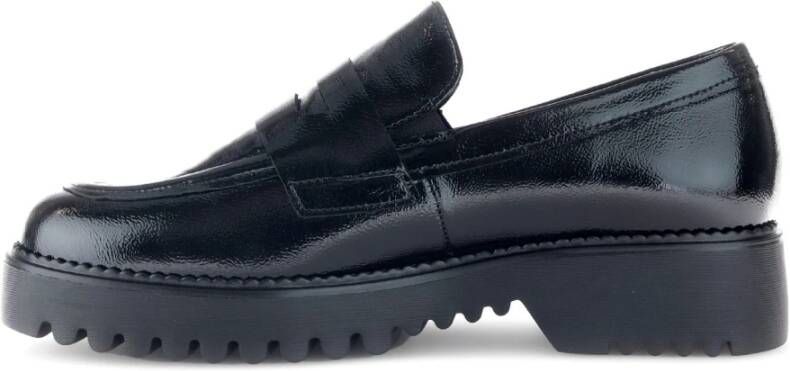 Gabor Zwarte lakleren mocassins Black Dames