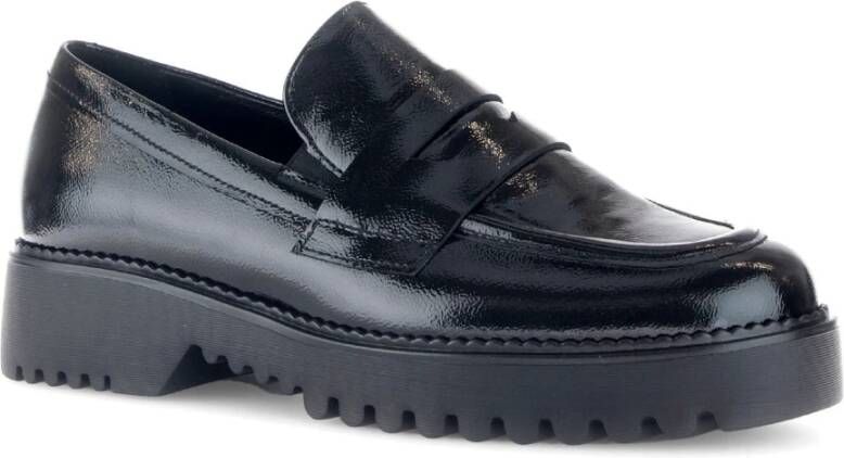 Gabor Zwarte lakleren mocassins Black Dames