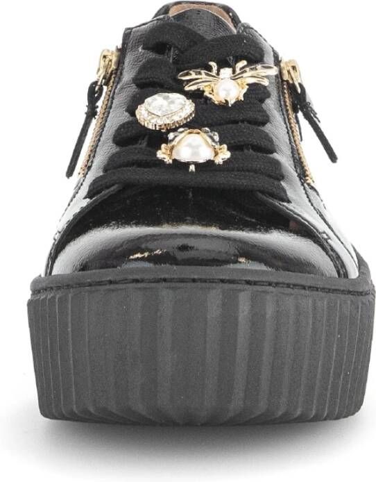 Gabor Zwarte Lakleren Sneakers Black Dames