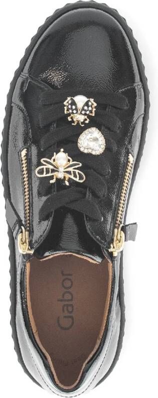 Gabor Zwarte Lakleren Sneakers Black Dames