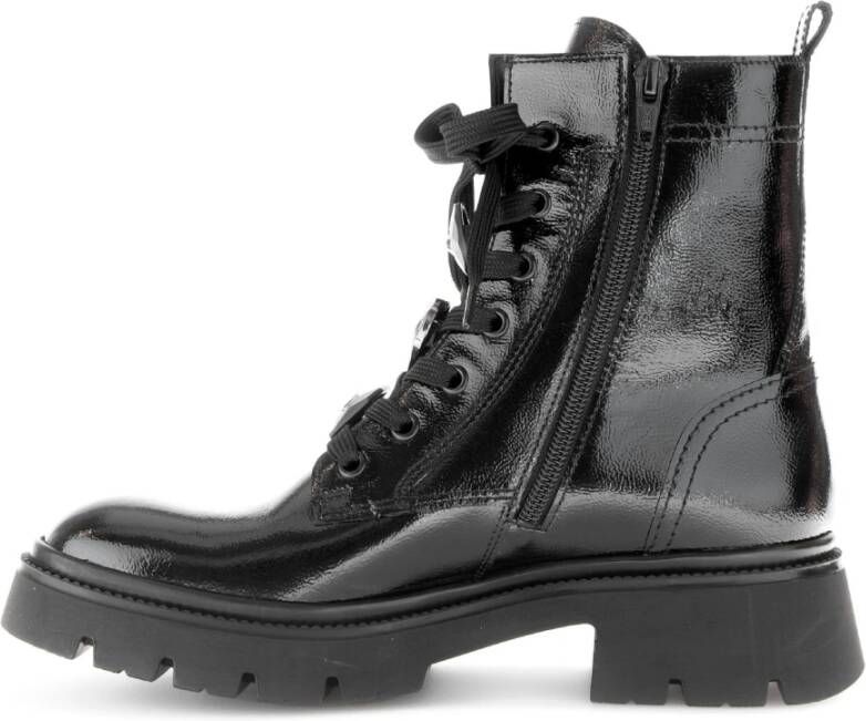 Gabor Zwarte lakleren veterschoenen Black Dames