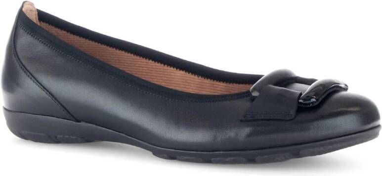 Gabor Zwarte Leren Ballet Flats Black Dames