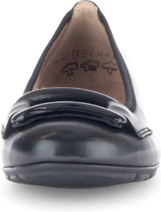 Gabor Zwarte Leren Ballet Flats Black Dames