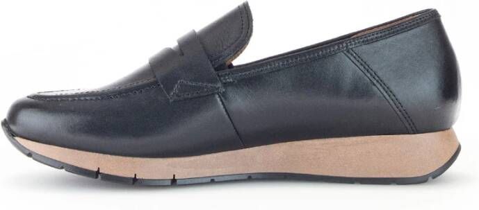 Gabor Zwarte Leren Casual Schoenen Black Dames