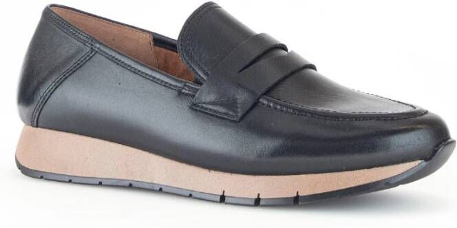 Gabor Zwarte Leren Casual Schoenen Black Dames