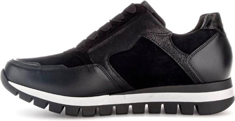 Gabor Zwarte Leren Casual Sport Basket Schoenen Black Dames