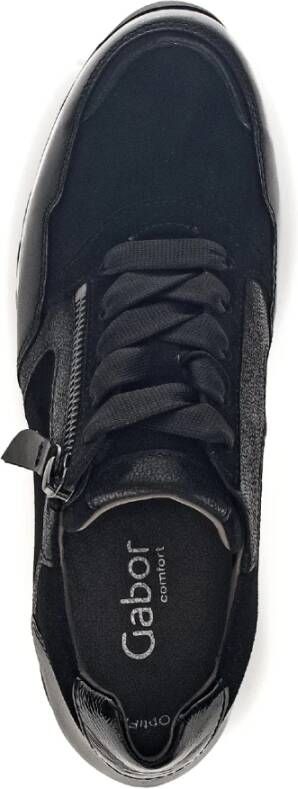 Gabor Zwarte Leren Casual Sport Basket Schoenen Black Dames