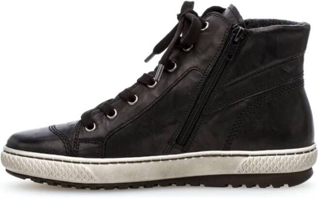 Gabor Zwarte Leren Hoge Sneakers Black Dames