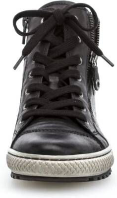 Gabor Zwarte Leren Hoge Sneakers Black Dames