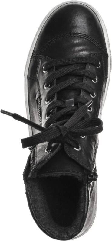 Gabor Zwarte Leren Hoge Sneakers Black Dames