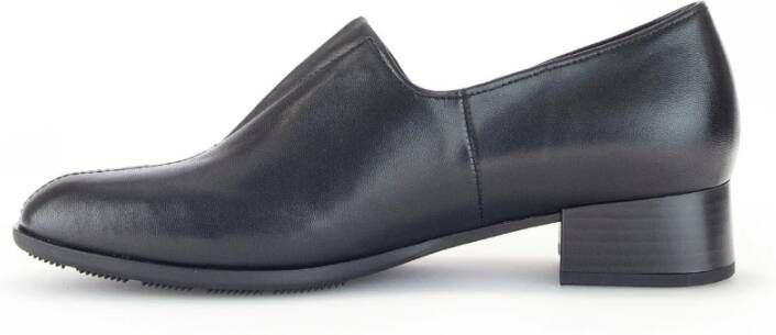 Gabor Zwarte Leren Loafers Stijlvol Comfortabele Hak Black Dames