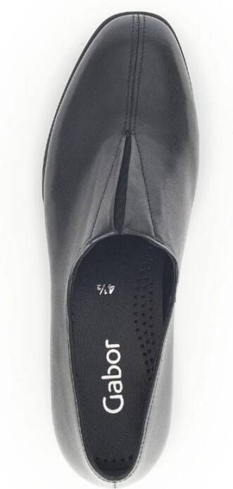 Gabor Zwarte Leren Loafers Stijlvol Comfortabele Hak Black Dames