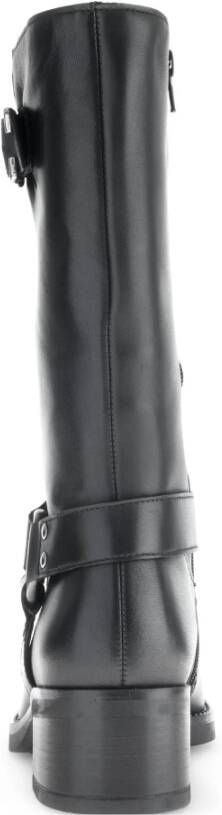 Gabor Zwarte Leren Mid Boots Black Dames