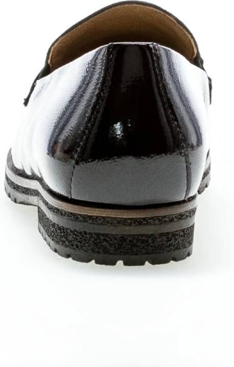 Gabor Zwarte Leren Mocassins Klassiek Comfortabel Black Dames