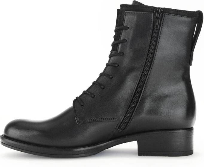 Gabor Zwarte leren nubuck veterlaarsjes Black Dames