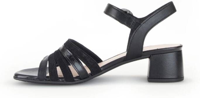 Gabor Zwarte Leren Sandalen Black Dames