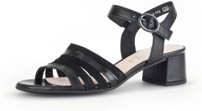 Gabor Zwarte Leren Sandalen Black Dames