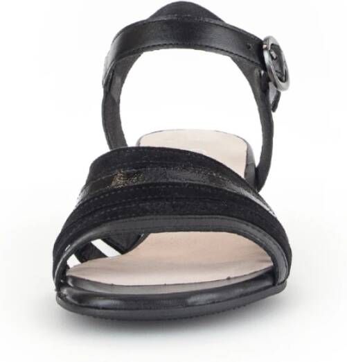 Gabor Zwarte Leren Sandalen Black Dames