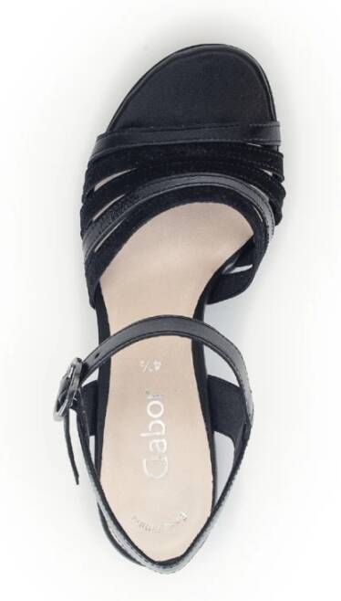 Gabor Zwarte Leren Sandalen Black Dames