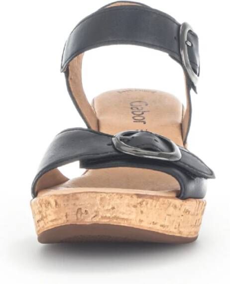 Gabor Zwarte Leren Sandalen Black Dames