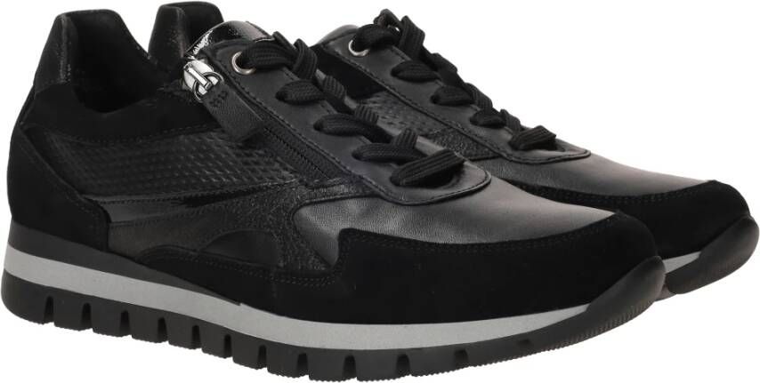 Gabor Zwarte Leren Sneaker met Optifit Voetbed Black Dames