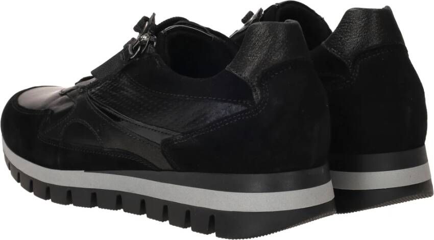 Gabor Zwarte Leren Sneaker met Optifit Voetbed Black Dames