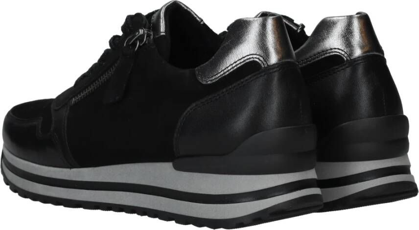 Gabor Zwarte Leren Sneaker Optifit Comfort Black Dames