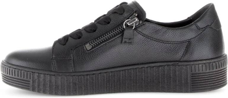 Gabor Zwarte leren sneakers Black Dames