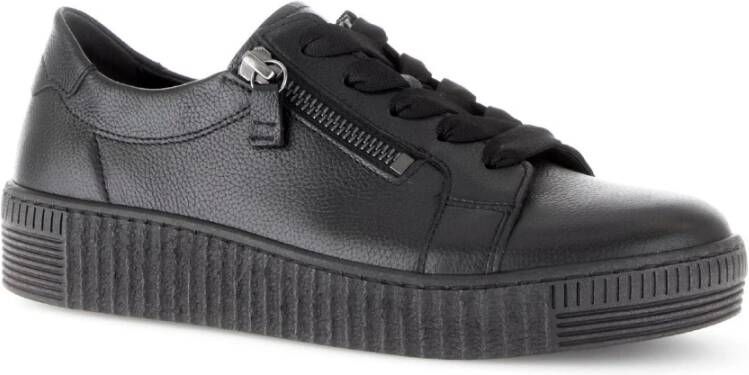 Gabor Zwarte leren sneakers Black Dames