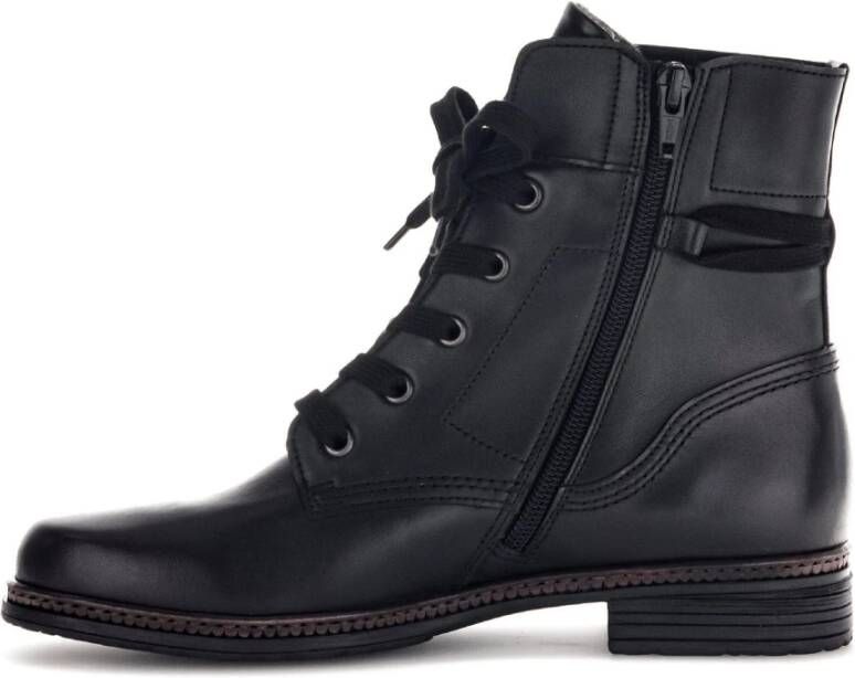 Gabor Zwarte Leren Veterschoenen Black Dames