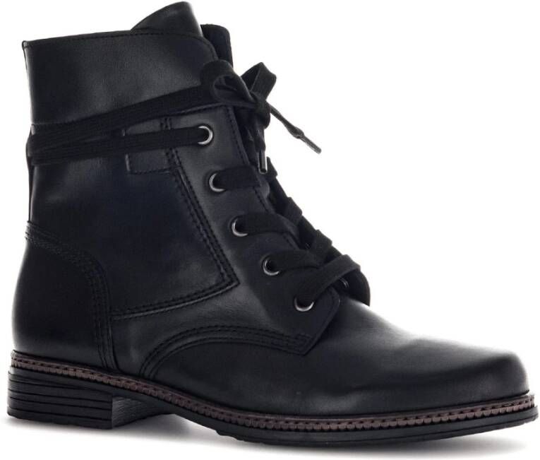 Gabor Zwarte Leren Veterschoenen Black Dames