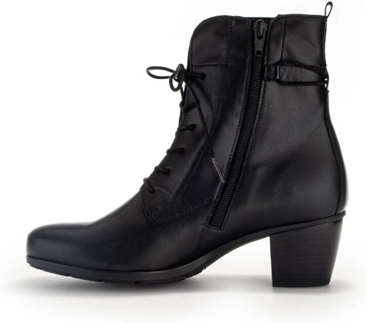 Gabor Zwarte Leren Veterschoenen Black Dames