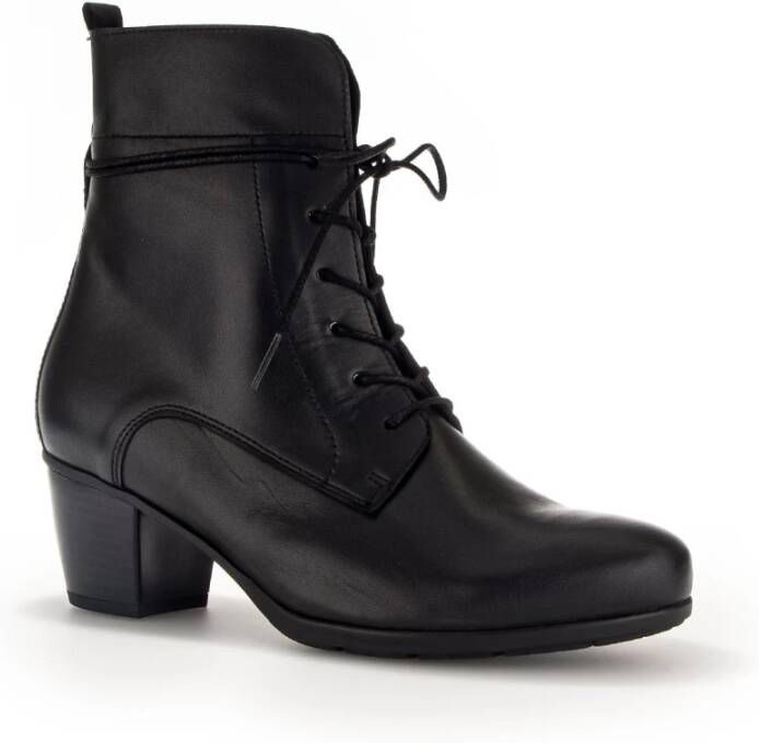 Gabor Zwarte Leren Veterschoenen Black Dames