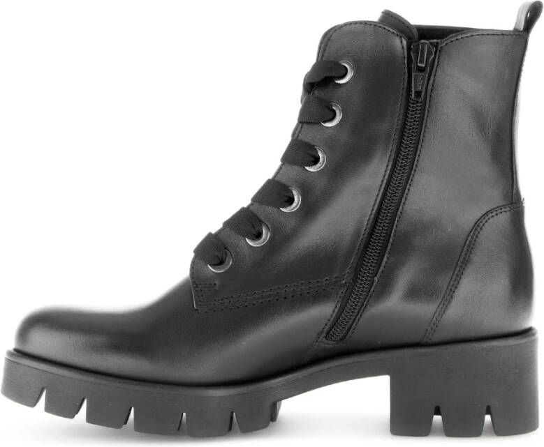 Gabor Zwarte leren veterschoenen Black Dames