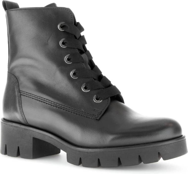 Gabor Zwarte leren veterschoenen Black Dames