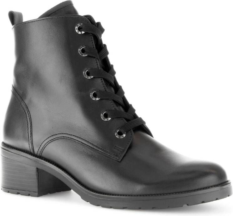 Gabor Zwarte leren veterschoenen Black Dames