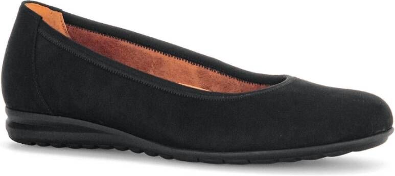 Gabor Zwarte Nubuck Leren Ballerina's Black Dames