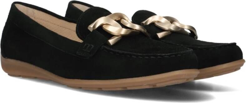 Gabor Zwarte Suède Loafers met Gouden Detail Black Dames